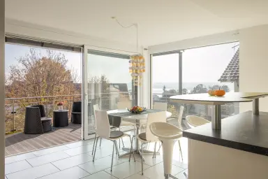 Ferienwohnung Ankerplatz - Essplatz mit wunderbarem Seeblick