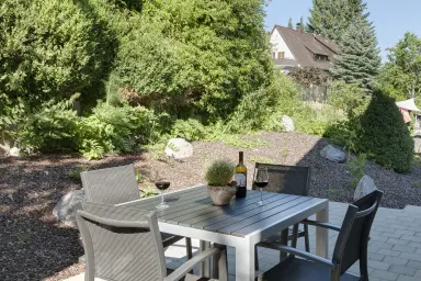 Ferienhaus La Perla  Fewo Seeperle - Große Terrasse auf Rückseite des Hauses