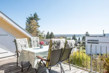 Ferienwohnung Storchennest - Balkon mit Seeblick