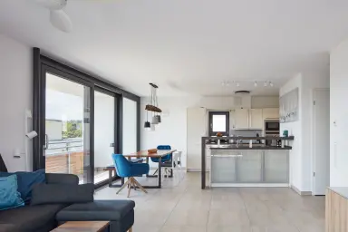 Ferienwohnung Penthouse Glückseeligkeit" - offener Wohn- und Essbereich
