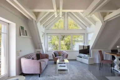 Ferienwohnung Blaupause Reichenau - Heller und freundlicher Wohnraum direkt am Bodensee-Ufer